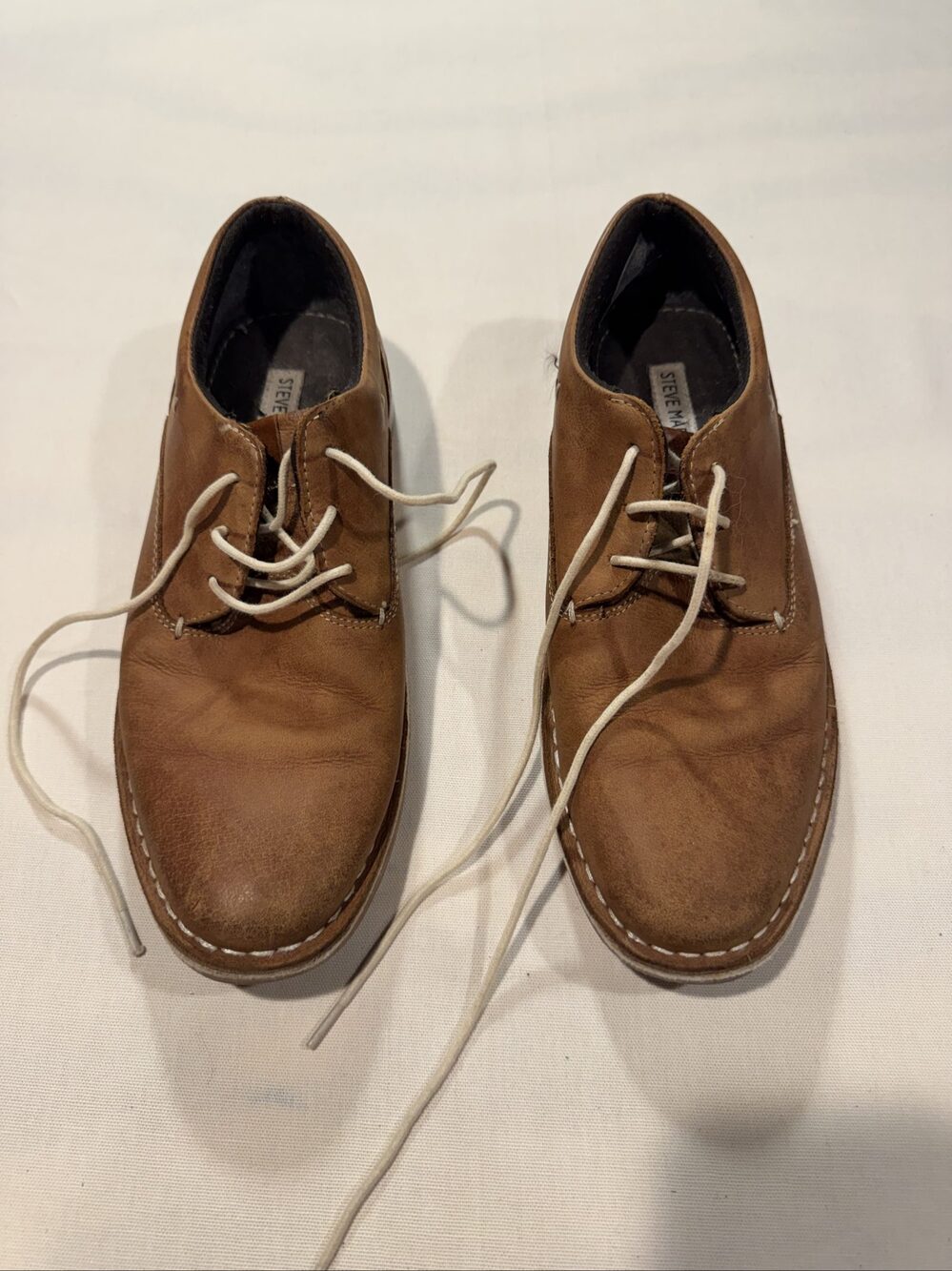 Men’s Steve Madden Harpoon 217 Leather Lace-Up Shoes – Tan Brown – 7